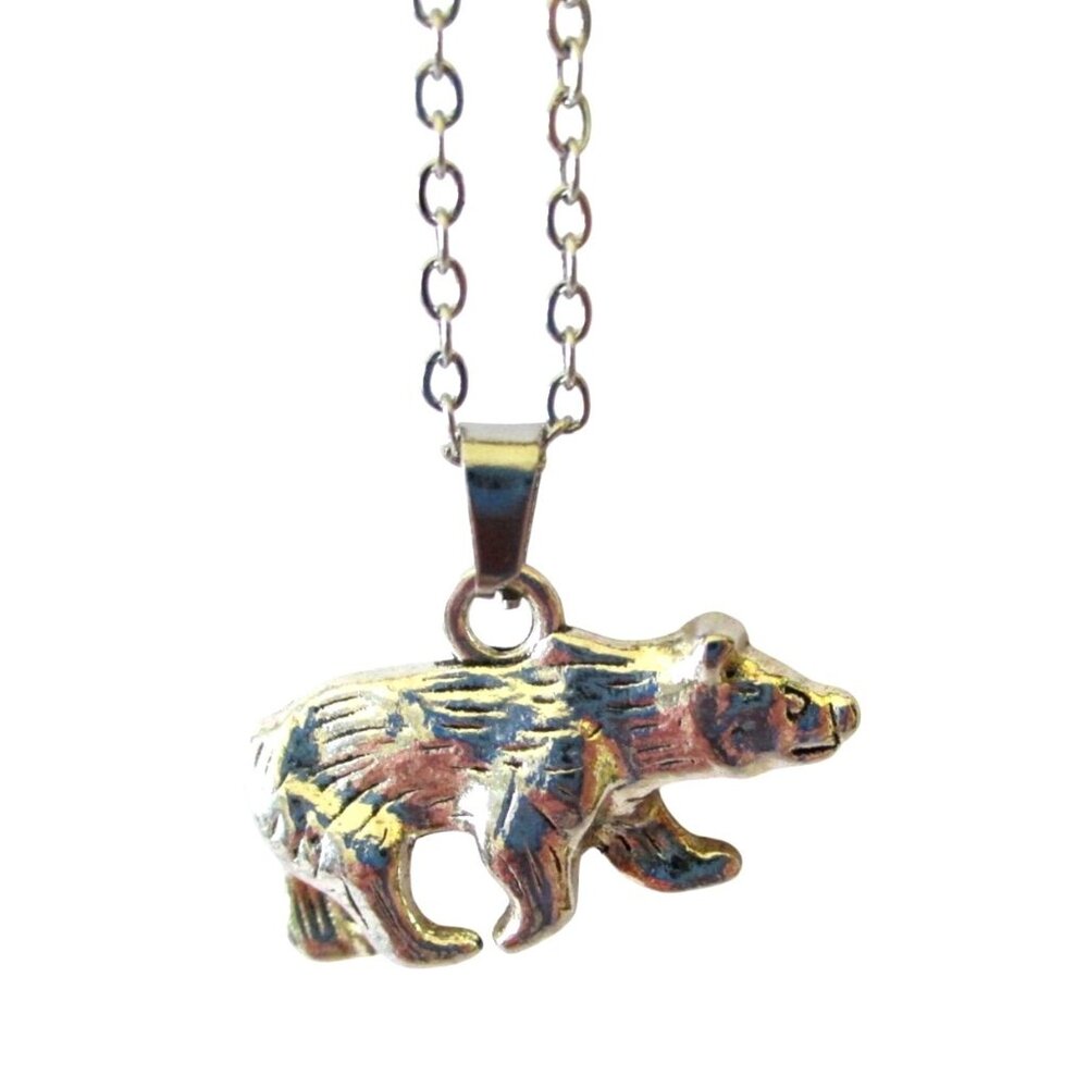 New Bear Pendant Necklace With 18" Chain Nature Wildlife Animal Gift